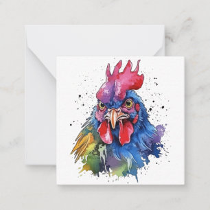 Country Rooster Chicken Watercolor Style Card