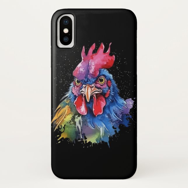 Country Rooster Chicken Watercolor Style Case-Mate iPhone Case (Back)