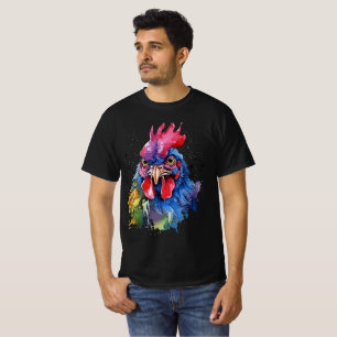 Country Rooster Chicken Watercolor Style T-Shirt