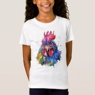 Country Rooster Chicken Watercolor Style T-Shirt