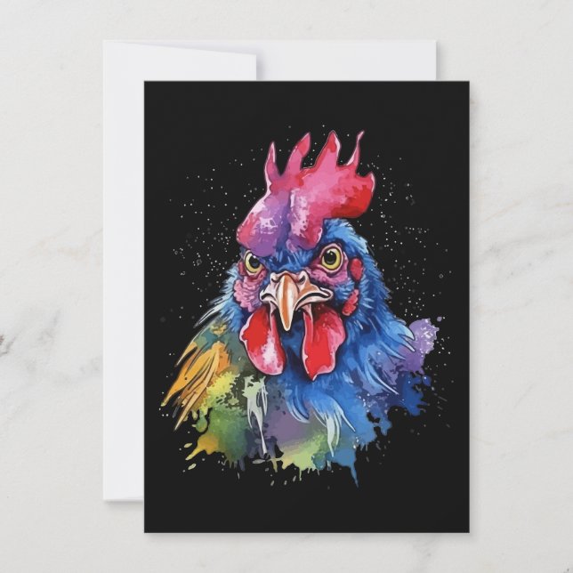 Country Rooster Chicken Watercolor Style Thank You Card (Front)