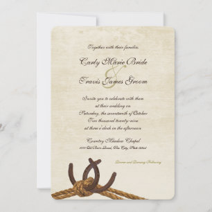 Country Rope and Horseshoes Wedding Invitation