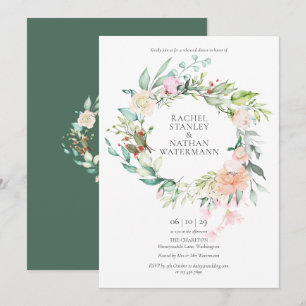 Country Rose Floral Rehearsal Dinner Invitation