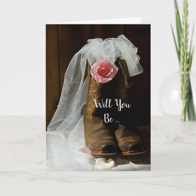 Country Rose Western Will You Be My Bridesmaid Invitation (Front)