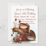 Country Roses, Cowboy Hat, 18th Birthday       Invitation<br><div class="desc">Country Roses,  Cowboy Hat,  18th Birthday. Easily add your party information</div>