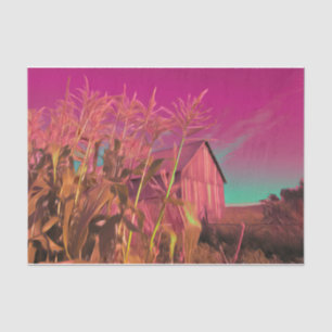 Country Rustic Barn Pink Teal Abstract Sky Farm Tissue Paper