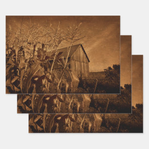 Country Rustic Barn Vintage Brown Farm Texture Wrapping Paper Sheet
