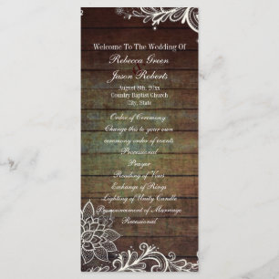 country rustic barnwood lace wedding program programme
