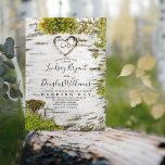 Country Rustic Birch Tree Bark Fall Wedding Invitation<br><div class="desc">Country rustic birch tree bark fall wedding invitation with a romantic scratched carved heart customisable bride's and groom's initials and mossy birch bark front side and backside. This is an ideal mossy birch tree carving invitation for your woodland wedding.</div>