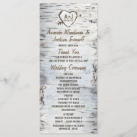 Country Rustic Birch Tree Bark Wedding Programs