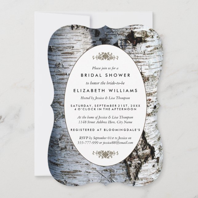 Country Rustic Birch Tree Bridal Shower Invitation (Front)