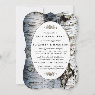 Country Rustic Birch Tree Engagement Shower Invitation