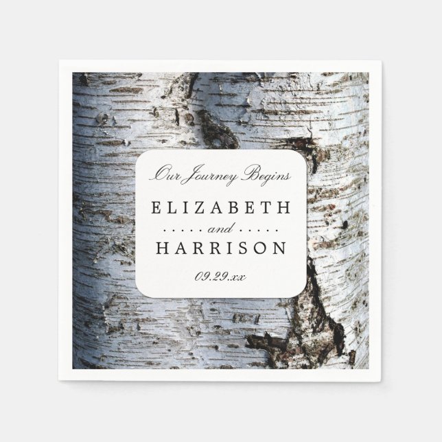 Country Rustic Birch Tree Wedding Napkin (Front)