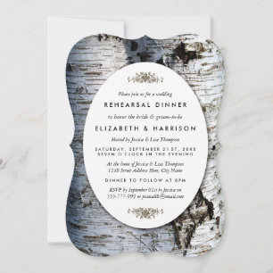 Country Rustic Birch Tree Wedding Rehearsal Dinner Invitation