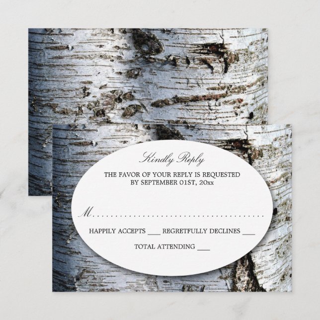 Country Rustic Birch Tree Wedding RSVP Card (Front/Back)