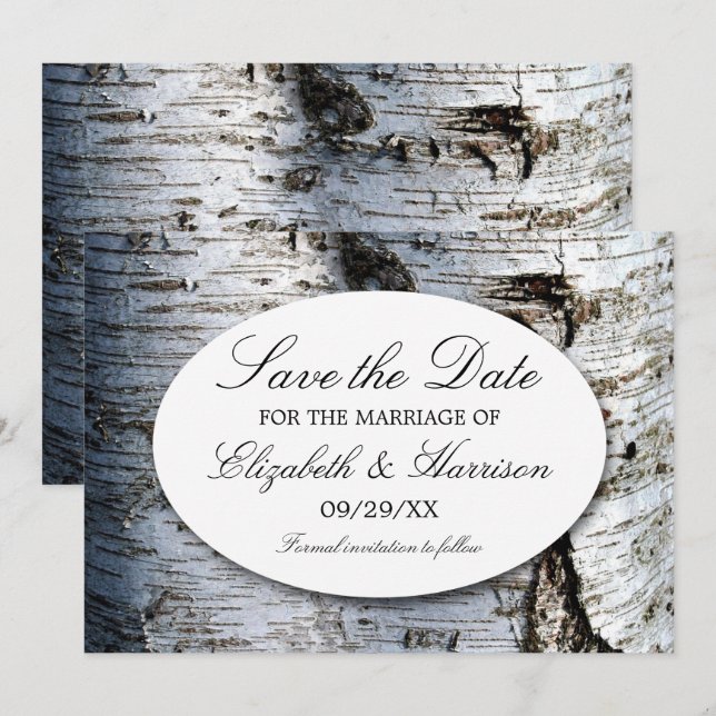 Country Rustic Birch Tree Wedding Save The Date (Front/Back)