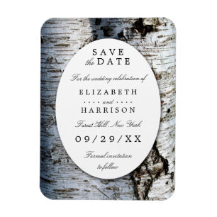Country Rustic Birch Tree Wedding Save The Date Magnet