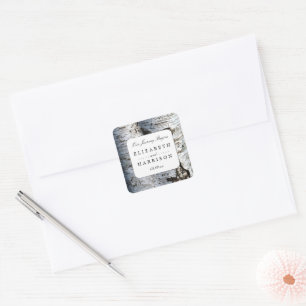 Country Rustic Birch Tree Wedding Square Sticker