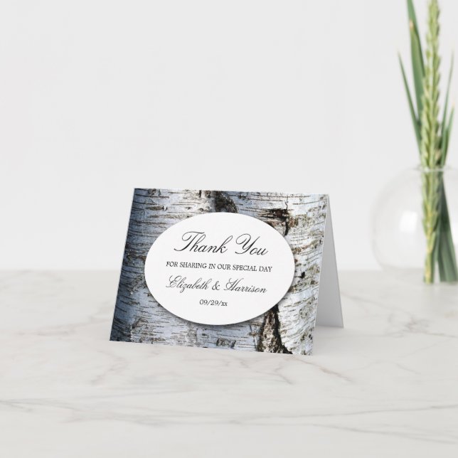 Country Rustic Birch Tree Wedding Thank You Card (Front)