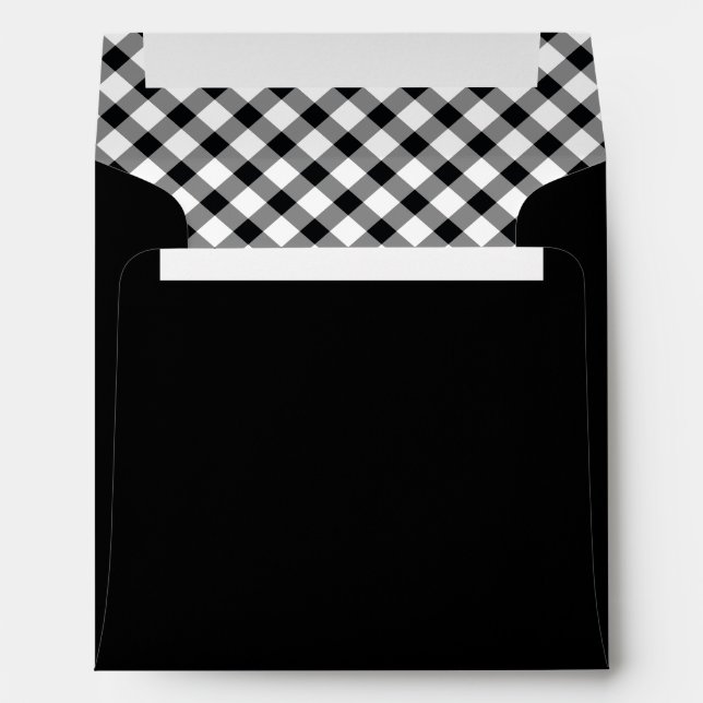 Country Rustic Black and White Buffalo Checks Enve Envelope (Back (Bottom))