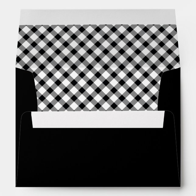 Country Rustic Black and White Buffalo Checks Envelope (Back (Bottom))