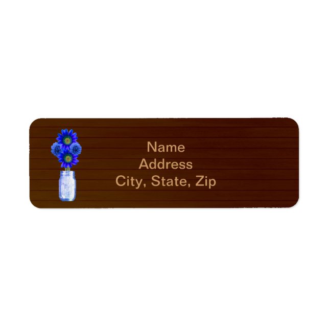 Country Rustic Blue Mason Jar Address Labels (Front)