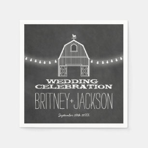 Country Rustic Chalkboard Barn Wedding Napkins