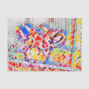 Country Rustic Cow Farm Red Blue Mosaic Art Tissue Paper