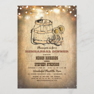 Country Rustic Cowboy Boots Rehearsal Dinner Invitation