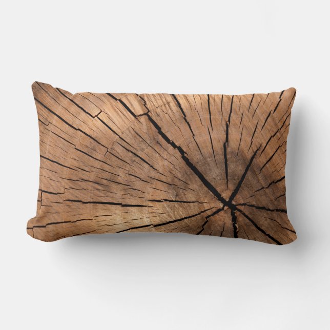 Country Rustic Cracked Wood Tree Log Lumbar Cushion (Front)
