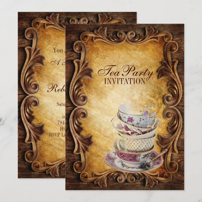 country rustic cupcake bridal shower tea party invitation (Front/Back)