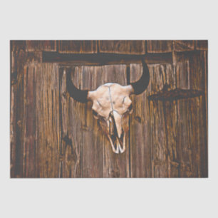Country Rustic Dark Brown Bull Skull Surreal Art Tissue Paper