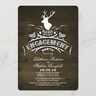 Country rustic deer engagement party invitations
