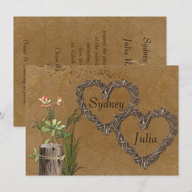 Country, Rustic, Elegant Wedding Invitation (Front/Back)