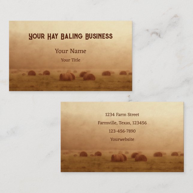 Country Rustic Farm Hay Bales Business Card (Front/Back)