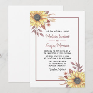 Country Rustic Floral Sunflowers Fall Wedding Invitation
