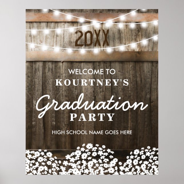 Country Rustic Graduation Party Welcome Poster (Front)
