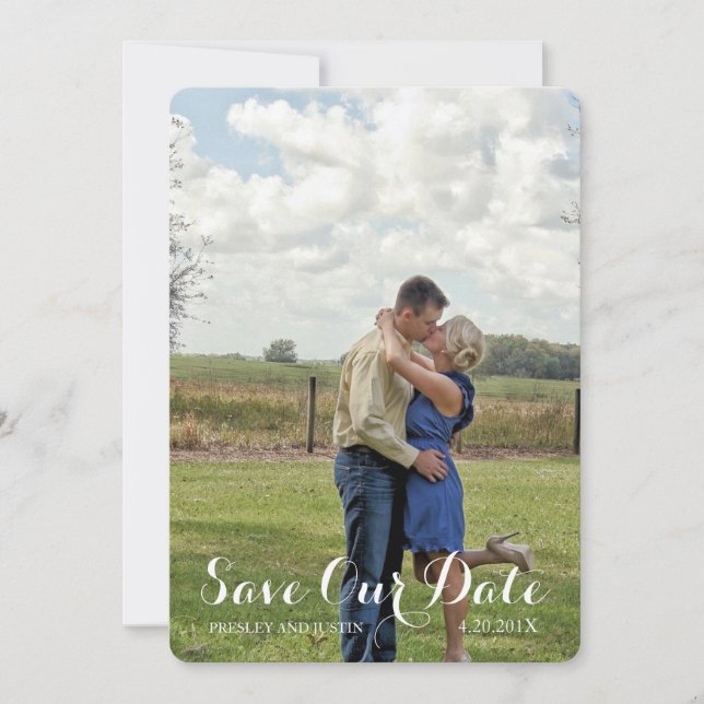 Country Rustic Heart Deer Love Wedding Photo Save The Date (Front)