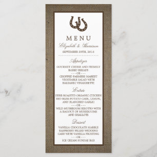 Country Rustic Horseshoe On Burlap Wedding Menu