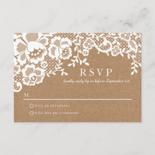 Country Rustic Lace Wedding RSVP Card