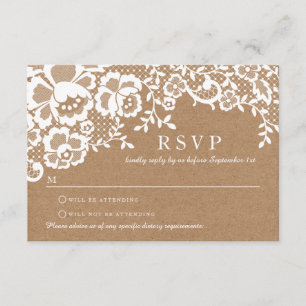 Country Rustic Lace Wedding RSVP Card