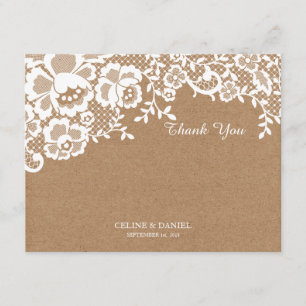 Country Rustic Lace Wedding Thank You
