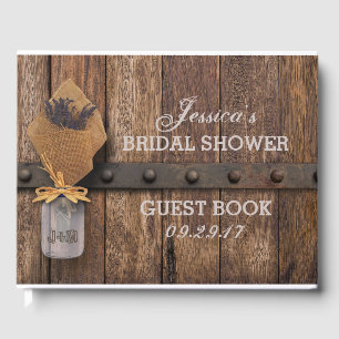 Country Rustic Lavender Mason Jar Bridal Shower Guest Book