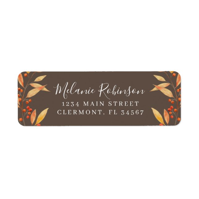 Country Rustic Leaves Autumn Return Address Label (Front)