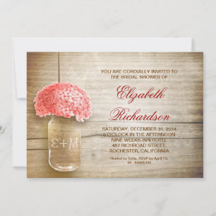 country rustic mason jar bridal shower invitations