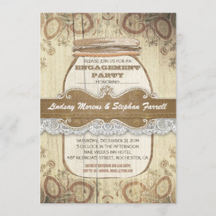country rustic mason jar engagement party invitation