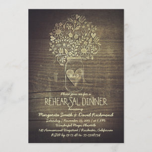 country rustic mason jar floral rehearsal dinner invitation