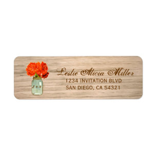 Country Rustic Mason Jar Flowers Address Labels
