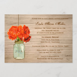 Country Rustic Mason Jar Flowers  Bridal Shower Invitation