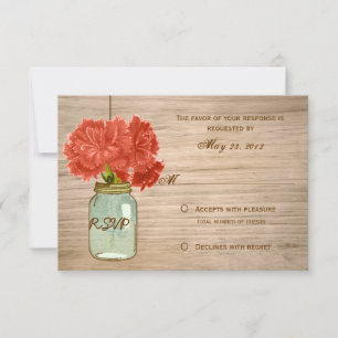 Country Rustic Mason Jar Flowers RSVP Card